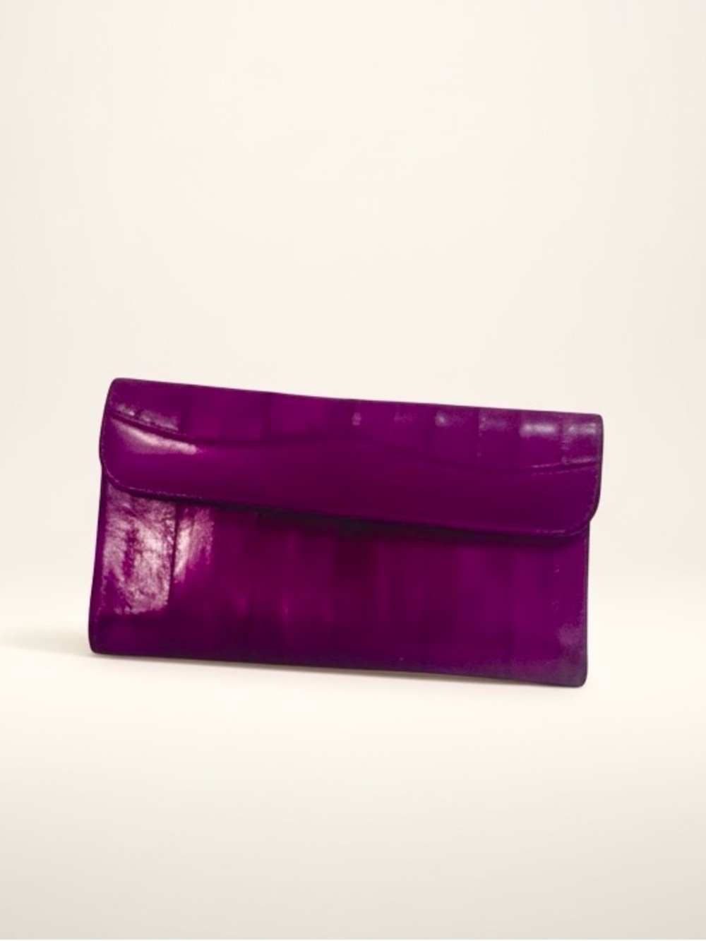 Eel Skin Vintage 80s Leather Suede Clutch Wallet  Fuchsia Purple Coin Cards Bag